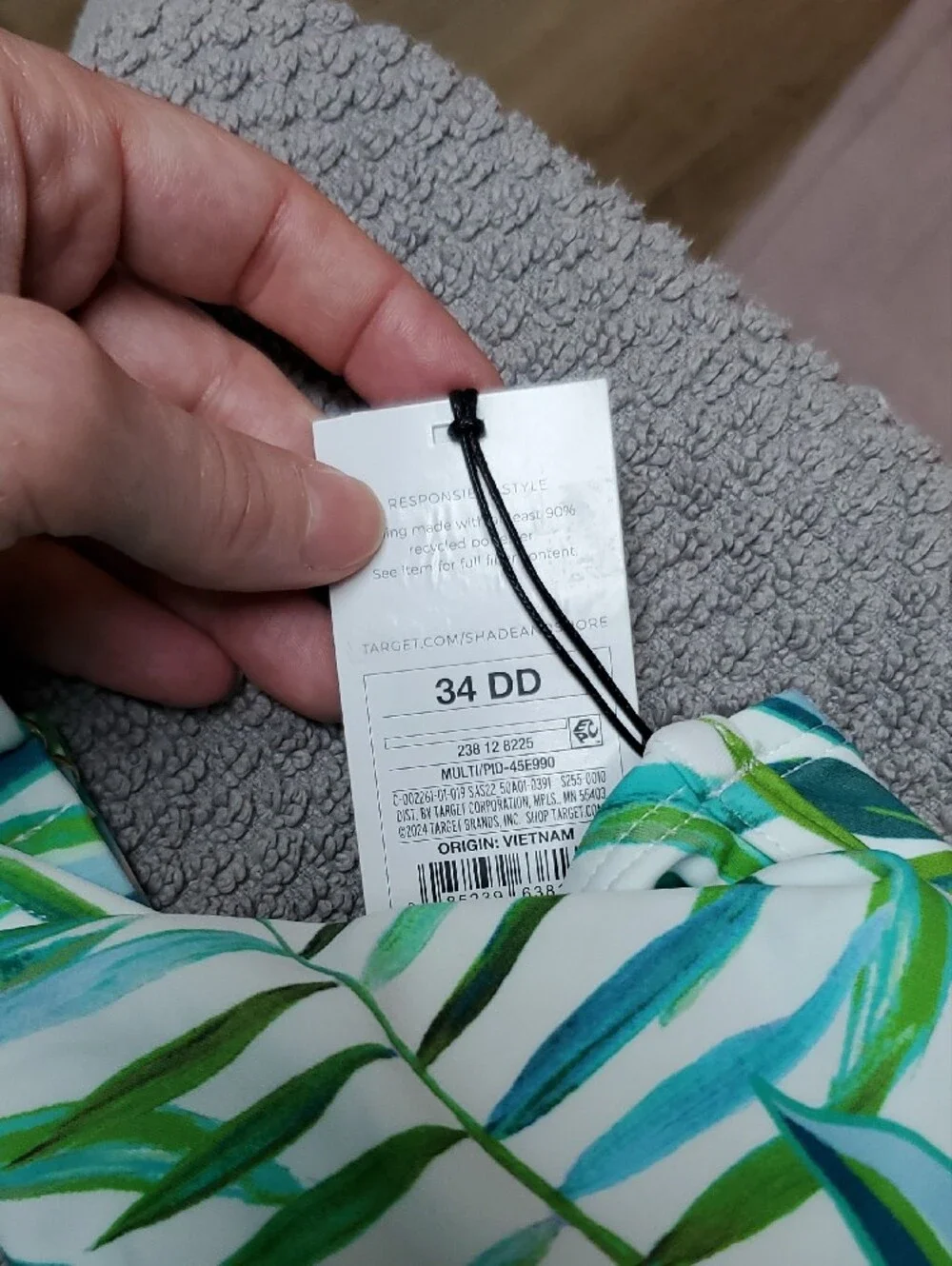 Shade & Shore Green White Tropical Leaf Underwire Bikini